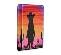 tplaotee Sunset Cowboy Cat Cactus leather mens wallet slim With ID Window RFID Blocking credit card protector for Men and Women
