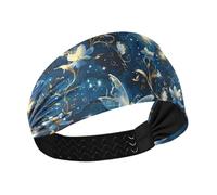 tplaotee Surrealism Fairies Butterfly Electric Blue Gold Cooling fashion headbands for women Stretchy hairband for Yoga Workouts basketball make up