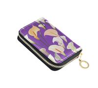 tplaotee Sweet Calla Lily Flower Purple leather wallet card holder women With 9 cards slot RFID Blocking credit card holder for men with zipper billetera para mujer