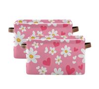 tplaotee Sweet Daisy Valentine Heart storage baskets,collapsable and waterproof baskets organization and storage boxes with sturdy handle tub set set set of 2 for laundry room book