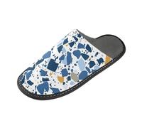 tplaotee Terrazzo Pattern Glory Blue Slippers For Women Indoor Slippers with Memory Foam For House, Bedroom