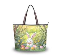 tplaotee The Easter Bunny Eggs under Trees Everyday Tote tote with pockets handbags for women for Prom Engagement Cocktail, The Easter Bunny Eggs Under Trees, L