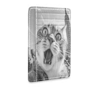 tplaotee The Empire State Building Cat Selfie leather women's wallets slim With ID Window RFID Blocking small wallet for cards for Men and Women