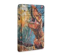 tplaotee The Planets Hit The Dinosaurs leather mens slim wallet with money clip RFID Blocking card case for Men and Women