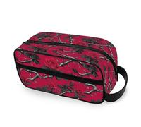 tplaotee Thorn Chain Red Rose Portable Makeup Bags with hanging hook Zipper Case Cosmetic Makeup Bag Vertical Free-Standing