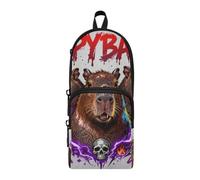 tplaotee Three Cute Capybaras Nylon 3 Compartments Pencil Bags For Boys Big Capacity Pencil Case For Girls Stationery pouching Organizer for Kids School supplies 1600ml
