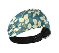 tplaotee Thyme Leaf Beige Teal Cooling headband holder Elastic sweatbands for Athletic Sports Athletic Sports washing face make up