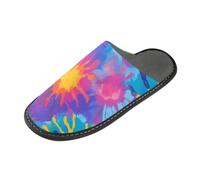 tplaotee Tie Die Colorful Aesthetic Womens' Slippers Women Warm Slippers Indoor with Memory Foam For House, Bedroom