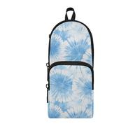 tplaotee Tie-dye Vanilla Blue Nylon 3 Compartments Teen Pencil Bag Large Capacity Pencil Case For Boys Stationery pouching Organizer for Woman Elementary 1600ml