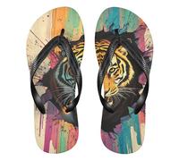 tplaotee Tigers Breaking Through The Wall rubber flip flop essential womans flip for Shower Swimming Pool walking, Tigers Breaking Through the Wall, 10-11