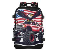 tplaotee Tool Backpack Lightweight Anti Theft Bag Personal Item Travel Bag for Women & Men Outing Work Family Travel 20L Patriotic monsters Truck