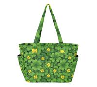 tplaotee Tote Bag Beach Bag for Gym & Everyday Use with Reinforced Bottom Lucky Shamrock St Patrick's Day