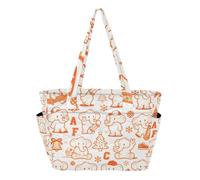 tplaotee Tote Bag Everyday Shoulder Bag for Beach with Compartment Retro Style White Elephants Orange Snowflake Christmas