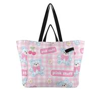 tplaotee Tote Bags Canvas Thick Kitchen Grocery Bags Bridesmaid Bag for Men Spa Shower Necessities A Cute Cartoon Blue Bear