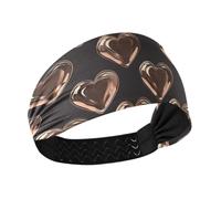 tplaotee Tourism Illustration Hearts Bronze no slip cloth headbands for women Elastic hairbands for women's hair for Cycling Daily use tennis make up