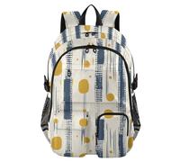 tplaotee Travel Backpacks for Women Abstract Dots Lines Mustard Yellow and Denim Blue Work Bookbag 17.5" Mens Backpack for Traveling Office Back Pack 7-18