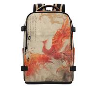 tplaotee Traveling Backpack Sl omputer Backpack For Men 15.6 Inch Laptop Bag for Travel Business Casual or College 20L Phoenix Bird Chinese Ink Painting Red Gold
