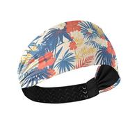 tplaotee Tropical Style Red Flower Navy Leaves Non-Slip? athletic headband women Stretchy head bands for women for Gym Cycling Volleyball washing face