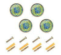 tplaotee Ukraine Cat Floral Vintage Cabinet Pulls and Knobs Wall Knobs for Hanging 1.26 Inch (32mm) Cabinet Knobs Gold for Dresser Drawers 4 Pack