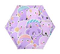 tplaotee UV50+ Cartoon Cute animal sea Purple kids umbrella girls 8-10 in the beach Heavy Duty umbrellas for rain heavy auto open