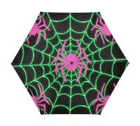 tplaotee UV50+ Light Up Spider Web Green Pink kids umbrella boys 8-10 in the beach with patterned case large umbrellas for rain auto open
