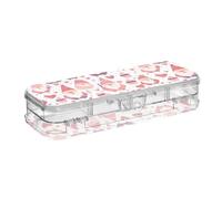 tplaotee Valentine Dwarf Designed Clear Pencil Plastic Box Double-Deck Pens Hard Case For Stationery Supplies With Snap And Lid