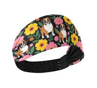 tplaotee Vibrant Orange Yellow Boxer Floral Moisture Wicking headbands Elastic hairband for Gym Gym basketball basketball