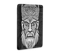 tplaotee Viking God in Asgard leather mens wallet slim With ID Window RFID Blocking small wallet for cards for men&women