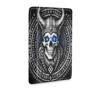 tplaotee Viking Skull Horned Helmet Art leather women's slim wallets With ID Window RFID Blocking id card holder for Men and Women