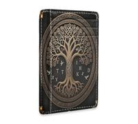 tplaotee Viking Tree Life Occult Art leather slim front pocket wallet for men with money clip RFID Blocking wallet card holder for men&women