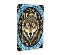 tplaotee Viking Wolf leather thin wallet for women slim with money clip RFID Blocking card case for Men and Women