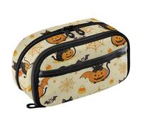 tplaotee Vintage Black Cat Pumpkin Halloween Wear-Resistant Stationery Organizer Big Capacity Pencil Case for Teen Girls