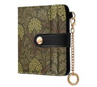 tplaotee Vintage Euphorbia Flower Pattern William Morris Ladies PU Leather Bifold Wallet Portable PU Leather Bifold Wallet for Girls Women Ladies