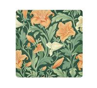 tplaotee vintage orange lily flower green leaves William Morris style Self-Adhesive Makeup Holders Cloth Travel Bag Organizer Wrap Camera Lens Cloth Wrapper Makeup For Women Size 21.7x21.7in