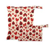 tplaotee Washable Baby Diaper Bag 2 Pack Red Ladybugs Stars Hearts