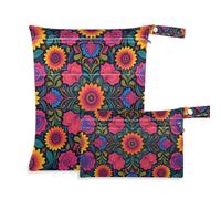 tplaotee Washable Bag For Daycare 2 Pack Mexican Folk Art Floral Pattern