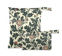 tplaotee Washable Bags For Beach 2 Pack Wild Floral Red Dark Green