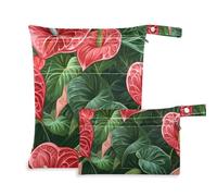 tplaotee Washable Bags For Wet 2 Pack Anthurium Red Green Art