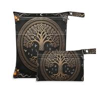 tplaotee Washable Swim Suit Bags 2 Pack Viking Tree Life Occult Art