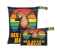 tplaotee Washable Waterproof Dry Bag 2 Pack Six Seven Bruh Retro Capybaras