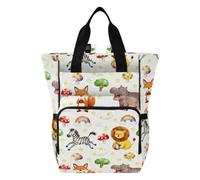 tplaotee Watercolor Animal Lion Fox Mom Backpack Stylish