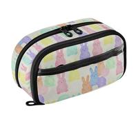 tplaotee Watercolor Pastel Easter Bunny Expandable School Supplies Multi- Slot Pencil pouching for School Teen Girl Boy Men Women