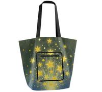 tplaotee Waterproof Foldable tote Reusable Grocery Bags with Pockets Utility Tote Bag for Weekender Travel Star Falling Into Water