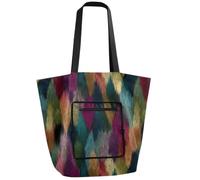 tplaotee Waterproof Foldable tote Reusable Grocery Bags with Pockets Women Tote Bag for Weekender Travel Animal Porcupine Fur Print Green