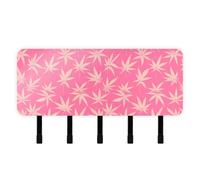 tplaotee Weed Pink Maple Leaf Keys Holder on Wall with Mail Organizer & 5 Self-Adhesive Hanging Wall Hook for Home Improvement Entryway Doorway