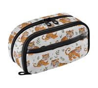 tplaotee White Background Cartoon Tigers PVC Pencil pouching Stationery Pen Case for College Student Teen Adults