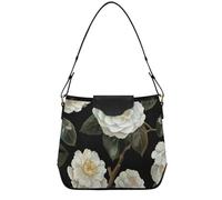 tplaotee White Background with The Letters have A Nice Day. Shoulder Bag for Women Ladies Purses with Removable Straps for, White Camellias Black Background, One Size