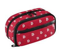 tplaotee White Bitcoin Sign Red Easy To Organize Stationery Organizer Big Capacity Pencil pouching for College & High
