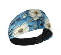 tplaotee White Oil Painting Flowers no slip headbands for women Stretchy tennis sweatbands for Gym Yoga Volleyball washing face
