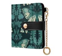 tplaotee William Morris Butterfly Teal Women's Folding Wallet With Card Slots Cute Everyday PU Leather Wallet for Girls Women Ladies